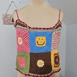 EARTHBOUND Multicolor Crochet Patchwork Camisole